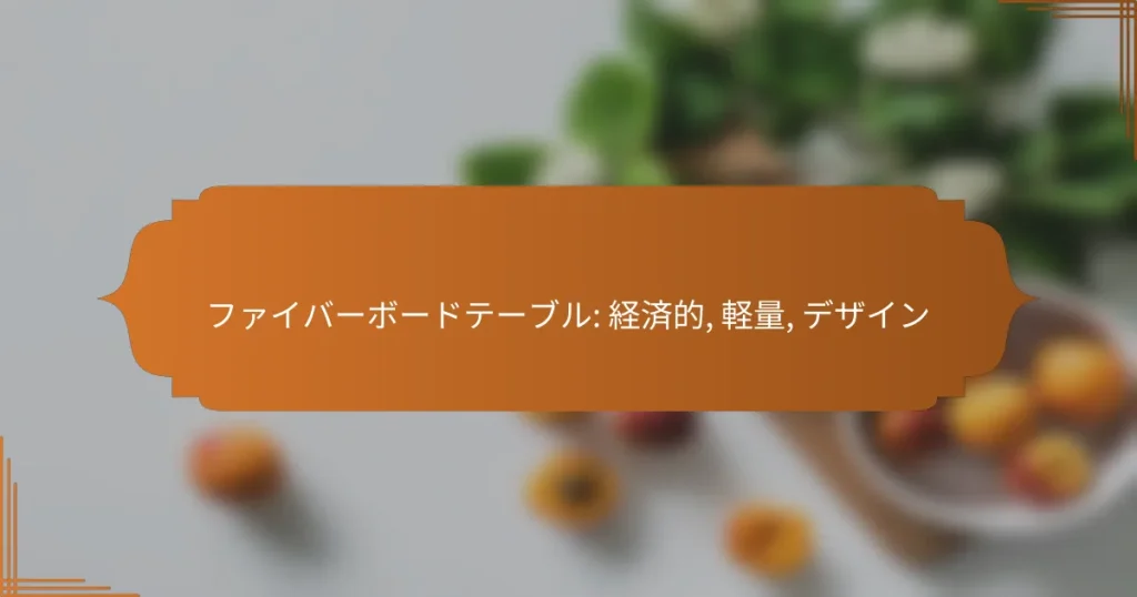 ファイバーボードテーブル: 経済的, 軽量, デザイン