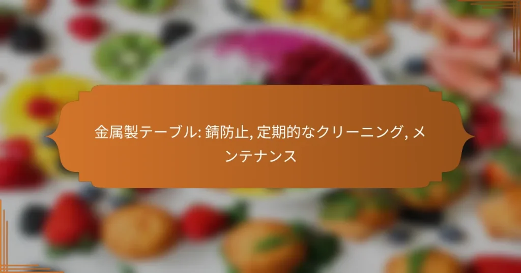 金属製テーブル: 錆防止, 定期的なクリーニング, メンテナンス