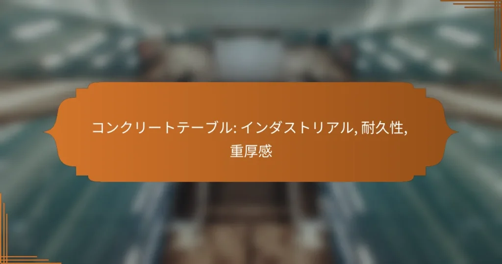 コンクリートテーブル: インダストリアル, 耐久性, 重厚感