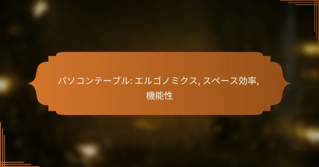 パソコンテーブル: エルゴノミクス, スペース効率, 機能性